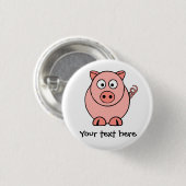 Roze pig ronde button 3,2 cm (Voorkant /achterkant)