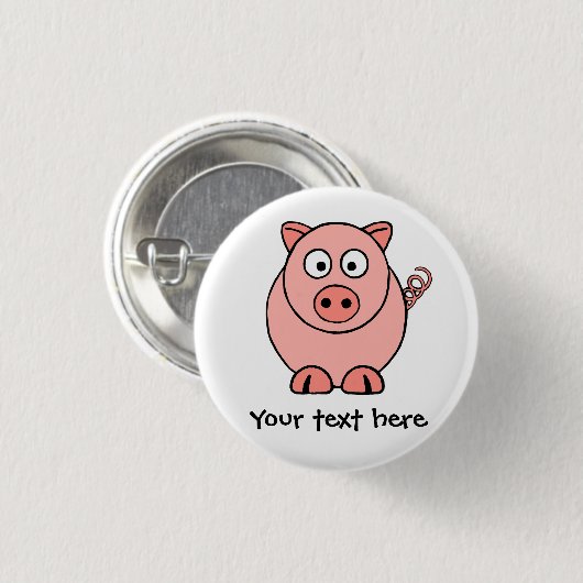 Roze pig ronde button 3,2 cm (Voorkant /achterkant)