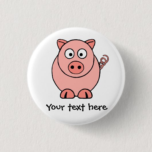 Roze pig ronde button 3,2 cm (Voorkant)
