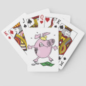 Roze Piggy Bank met betaalkaarten Speelkaarten (Achterkant)