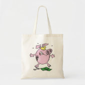Roze Piggy Bank met geld Canvas tas (Voorkant)