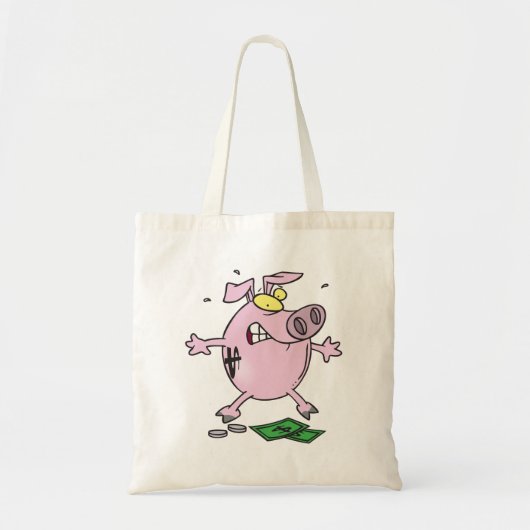 Roze Piggy Bank met geld Canvas tas (Voorkant)
