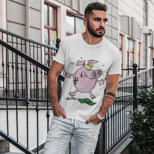 Roze Piggy Bank met geld Mannen T-Shirt