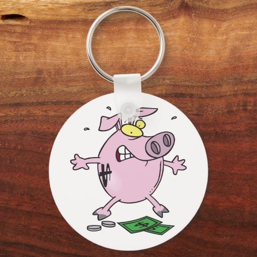 Roze Piggy Bank met geld Sleutelhanger (Voorkant)