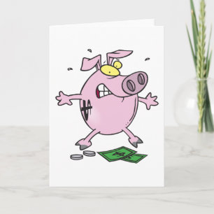 Roze Piggy Bank met Wenskaarten van de geldnota's Kaart