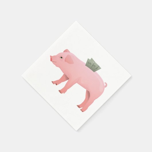Roze Piggy Bank papieren servetten (Hoek)