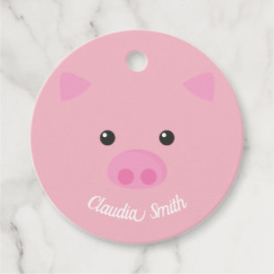 Roze Piggy Gezicht Bedankjes Labels