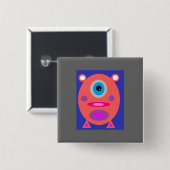 Roze Piggy Vierkante Button 5,1 Cm (Voorkant /achterkant)