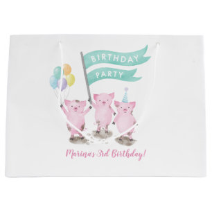 Roze Piggys Kids Verjaardagstas Groot Cadeauzakje