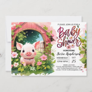 Roze Piglet Pals Farmyard Baby shower Kaart