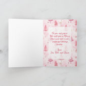 Roze  Pijnbomen Waterverf Kerst Kaart (Binnen)