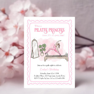 Roze Pilates Prinses Meisjes Avond Verjaardag Kaart