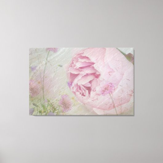 Roze pinda's en wilde bloemen canvas afdruk (Voorkant)