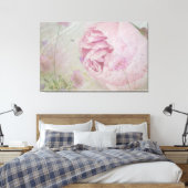 Roze pinda's en wilde bloemen canvas afdruk (Insitu (Slaapkamer))