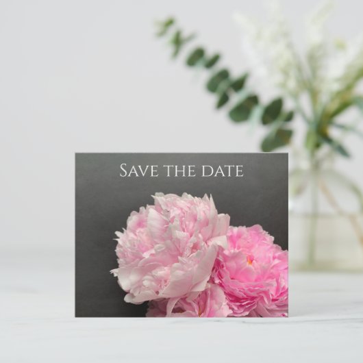 Roze pinda's met tekstruimte save the date (Staand voorkant)