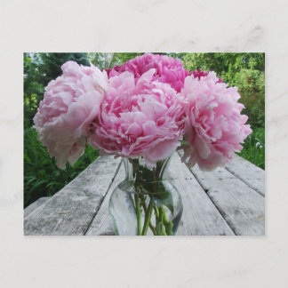 Roze pinda's / Peony Flowers Arrangement in Vase Briefkaart