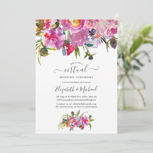 roze pinda's - virtuele bruiloft kaart (Staand voorkant)