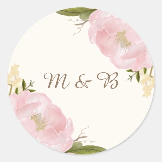  roze pinda's Wedding Monogram Sticker (Voorkant)