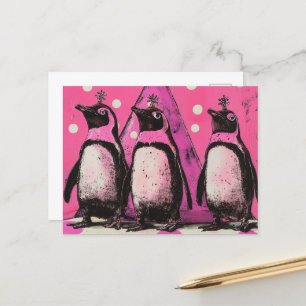 Roze pinguïns briefkaart