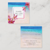 Roze pink Plumeria Beach Reference Client Card Vierkante Visitekaartje (Voorkant / Achterkant)