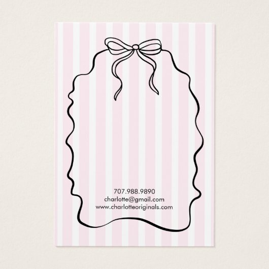 Roze Pinstripe Lint Oorbel Sieraden Display Kaart (Achterkant)