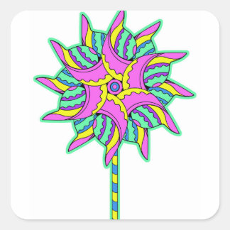 Roze Pinwheel Vierkante Sticker