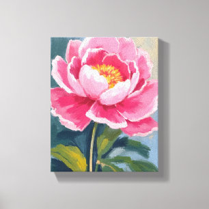 Roze Pioen Bloem Aquarel Schilderij Canvas Afdruk