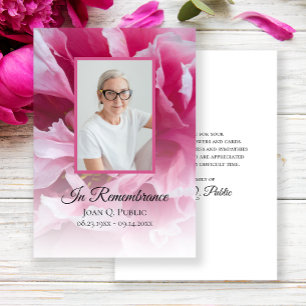 Roze Pioen Bloem Begrafenis Sympathie Bedankkaart