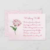 Roze Pioen Bloem Bruiloft Wishing Well Kaarten (Voorkant / Achterkant)