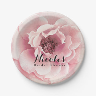 Roze Pioen Bloem Elegante Bloemige Huwelijkscustom Papieren Bordje