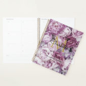 Roze Pioen Bloem Goud Monogram Script 2023 Planner (Display)