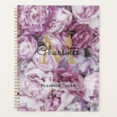 Roze Pioen Bloem Goud Monogram Script 2023 Planner (Voorkant)