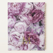 Roze Pioen Bloem Goud Monogram Script 2023 Planner (Achterkant)