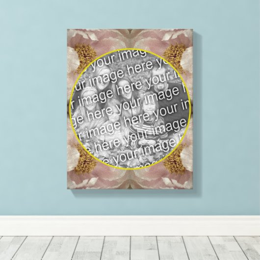 Roze Pioen Bloem Lijst Creëer Uw Eigen Foto Canvas Afdruk (Insitu (Houten vloer))