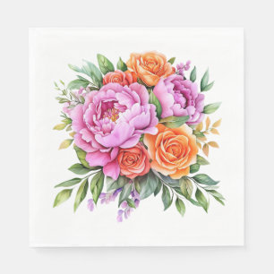 Roze Pioen Bloem Servet