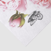 Roze Pioen Bloem Vlinder Frans Postmark Craft Tissuepapier (Detail)