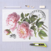 Roze Pioen Bloem Vlinder Frans Postmark Craft Tissuepapier (Craft)