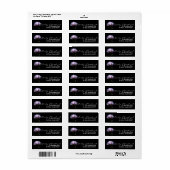 Roze Pioen Bloem Zwarte Achtergrond Etiket (Full Sheet)