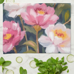 Roze Pioen Bloemboeket Waterverf Theedoek