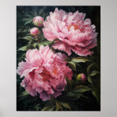 Roze Pioen Bloemen Art Print Poster (Voorkant)