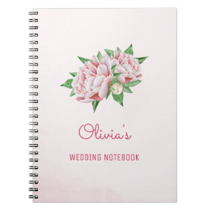 Roze Pioen Bloemen Bruiloft Planning Notitieboek