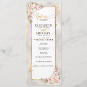 Roze Pioen Bloemen Goud Script & Lijst Bruiloft Programma (Voorkant)