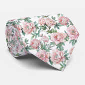 Roze Pioen Bloemen Groomsmen Stropdas (Opgerold)