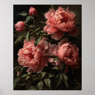 Roze Pioen Bloemen Kunstprint Poster