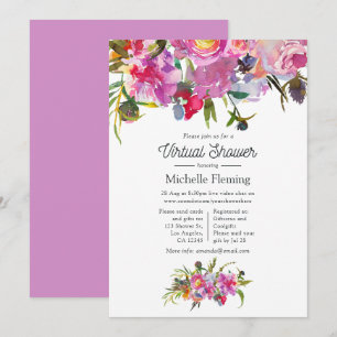 Roze Pioen Bloemen Virtuele Baby Shower Kaart