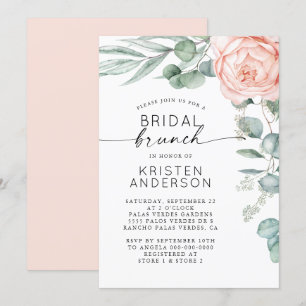 Roze Pioen Bloemen Waterverf Vrijgezellenfeest Inv Kaart