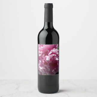Roze Pioen Bloemige Wijnfles Label Wijn Etiket