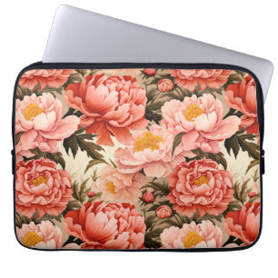  roze pioen  bloemmotief laptop sleeve