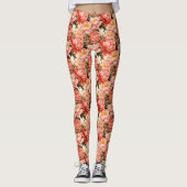  roze pioen  bloemmotief leggings (Voorkant)