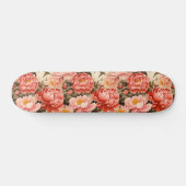  roze pioen  bloemmotief skateboard (Horizontaal)